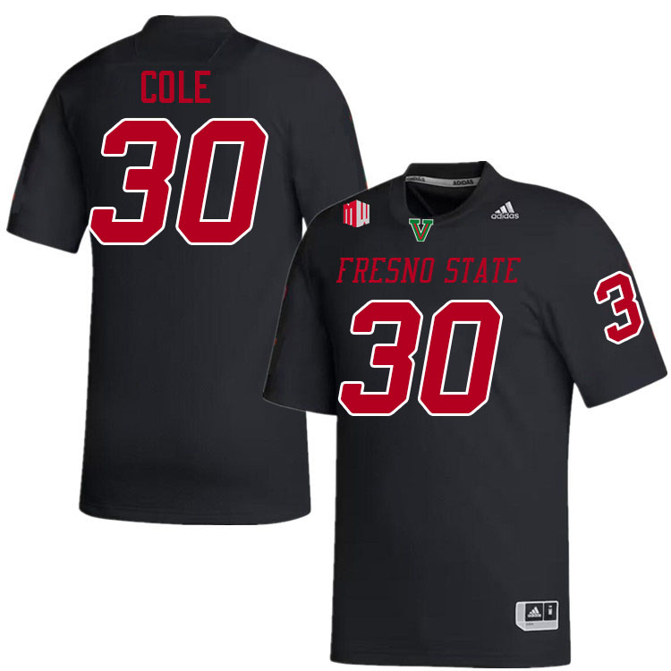 Men #30 Cam Cole Fresno State Bulldogs College Football Jerseys Stitched-Black